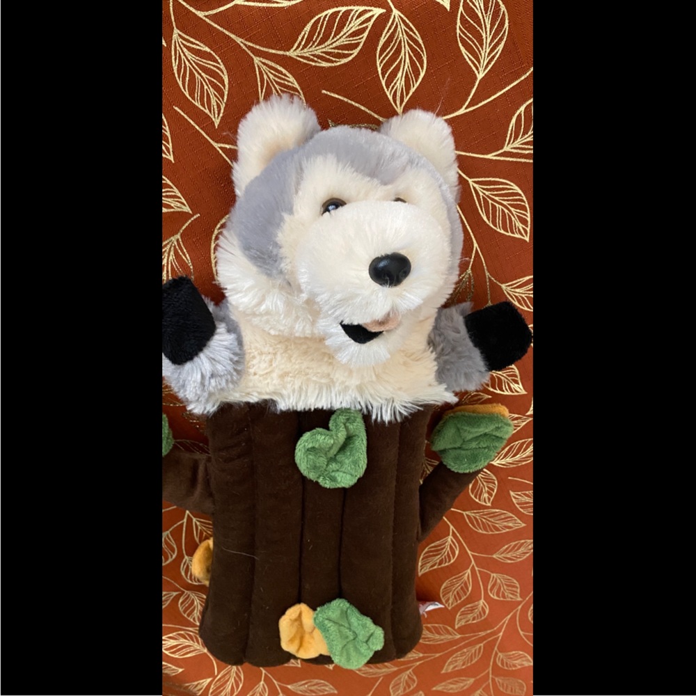 Cute wolf in Tree hand puppet